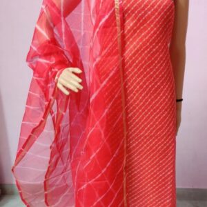 Pure Silk Hand Bandhej 3 Pc Suit Set