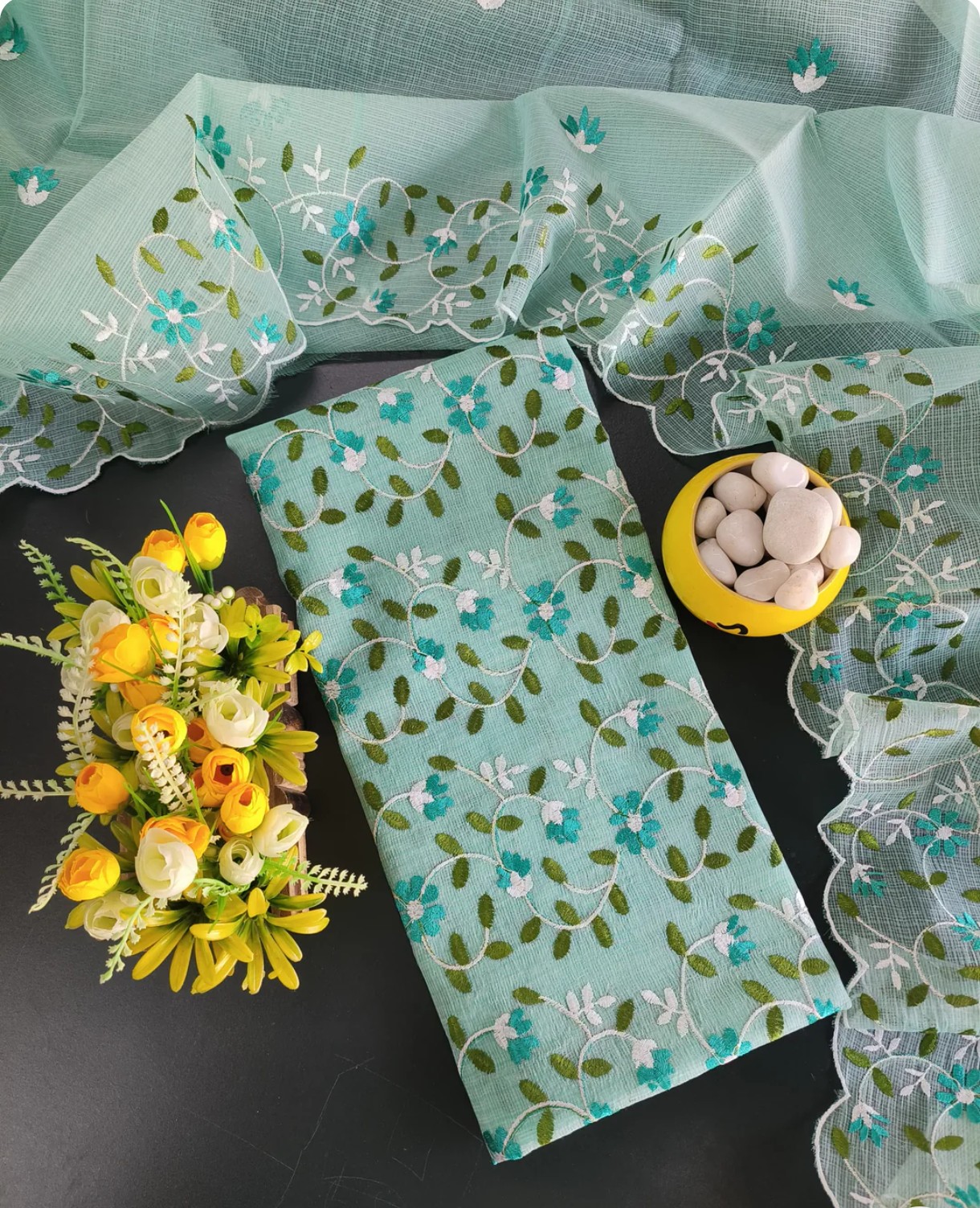 Kota Doria Embroidery 3pc Suit