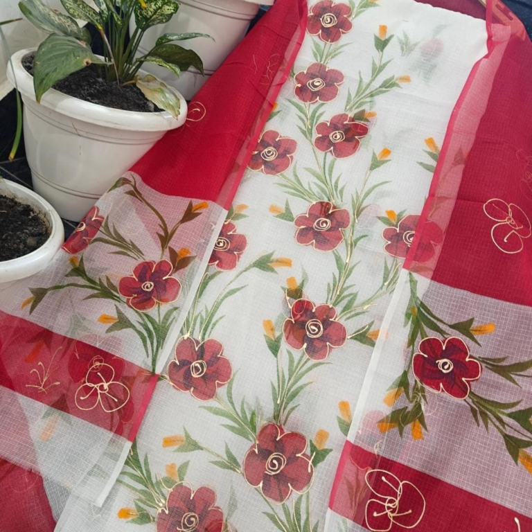 Kota Doria Hand Painting Suit