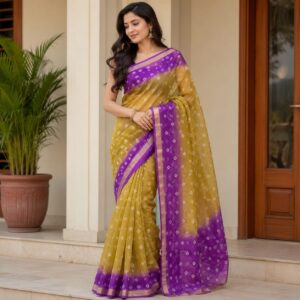 pure cotton hand bandhej saree