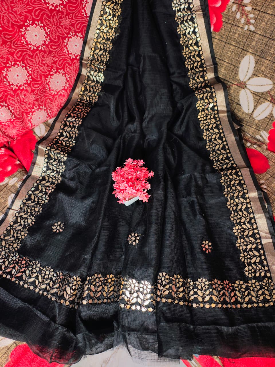 Kota Doria Gota Patti Work Saree