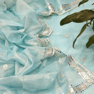 Kota Doria Tissue Gota Patti 3Pc Suit