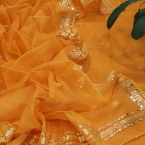 Kota Doria Tissue Gota Patti 3Pc Suit