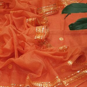 Kota Doria Tissue Gota Patti 3Pc Suit