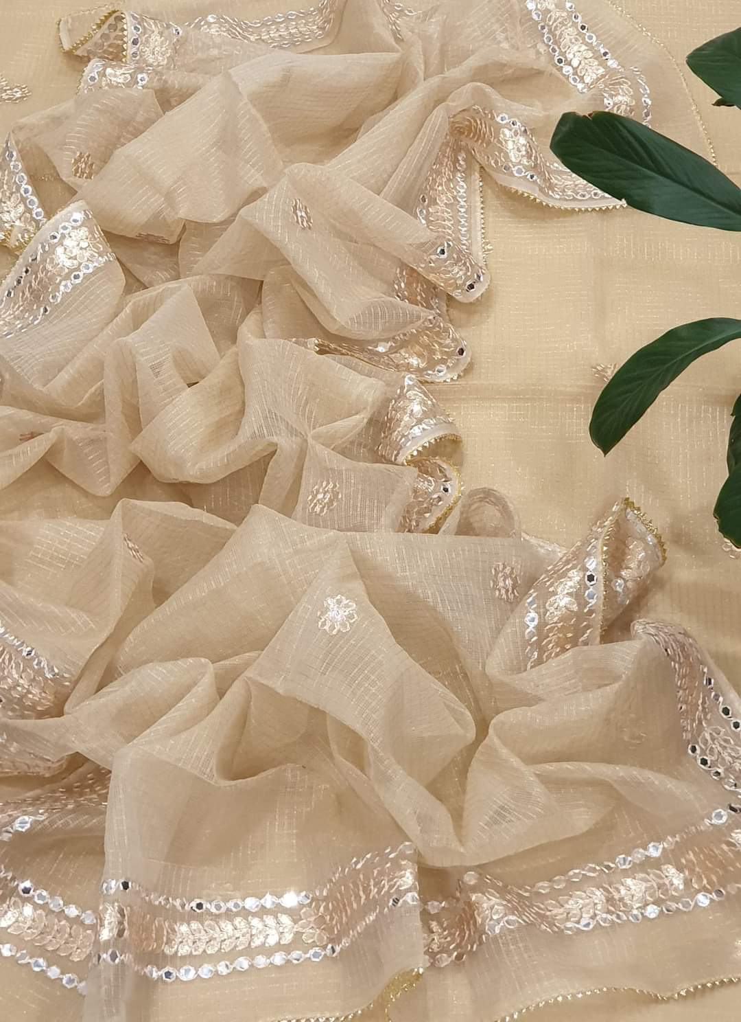Kota Doria Tissue Gota Patti 3Pc Suit