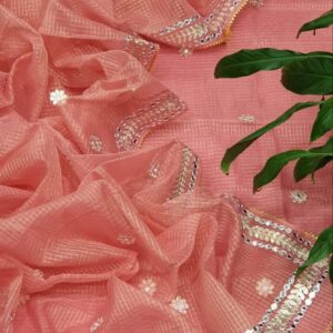 Kota Doria Tissue Gota Patti 3Pc Suit