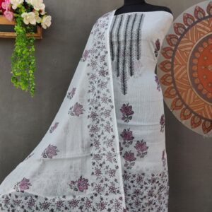 Kota Doria Hand Block Print 3pc Suit