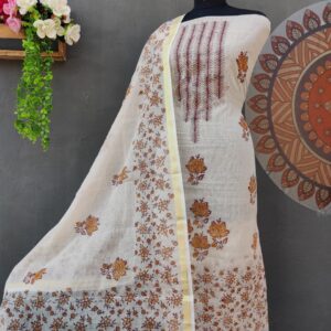 Kota Doria Hand Block Print 3pc Suit