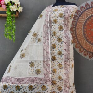 Kota Doria Hand Block Print 3pc Suit
