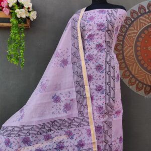 Kota Doria Hand Block Print 3pc Suit