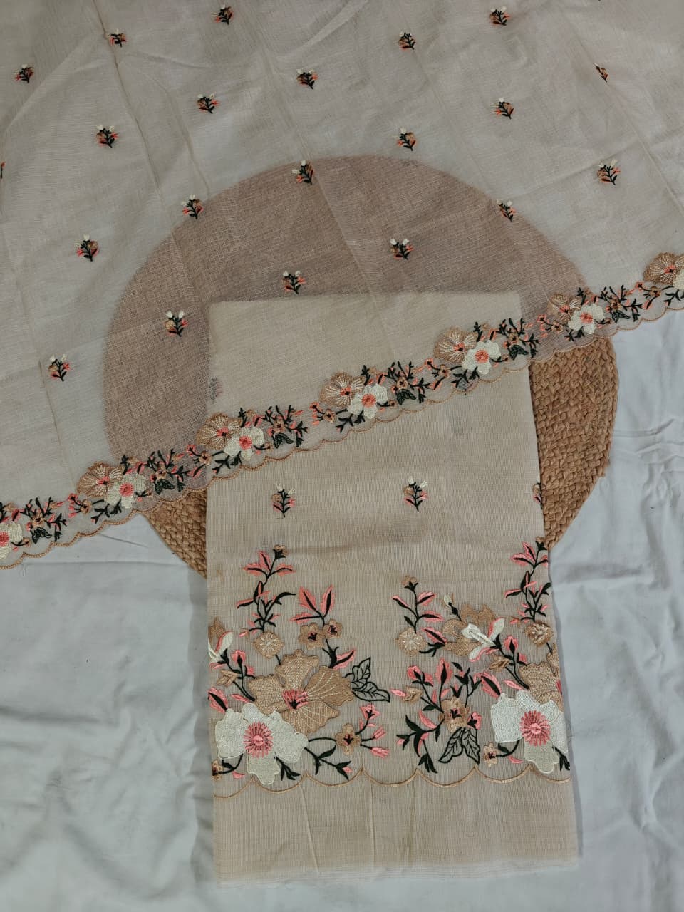 Kota Doria Embroidery work 3Pc Suit