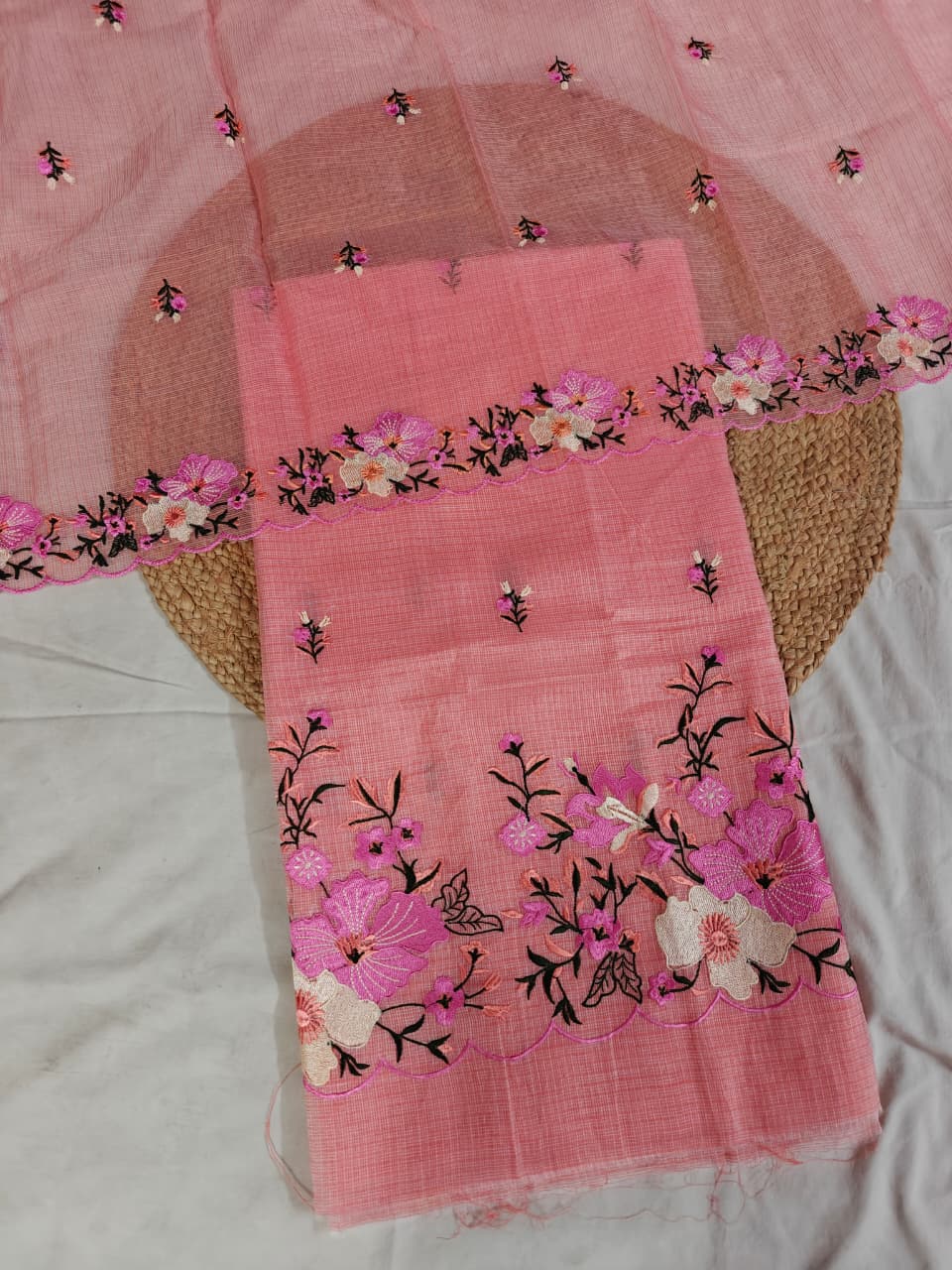 Kota Doria Embroidery Work 3Pc Suit