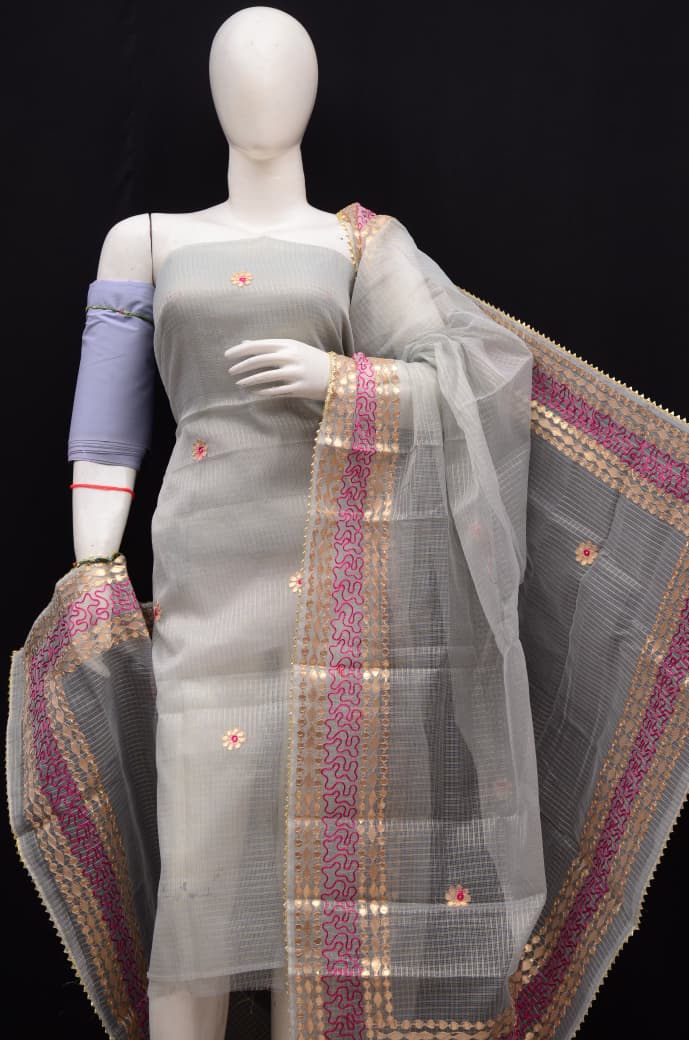 Kota Doria Tissue Gota Patti 3Pc Suit