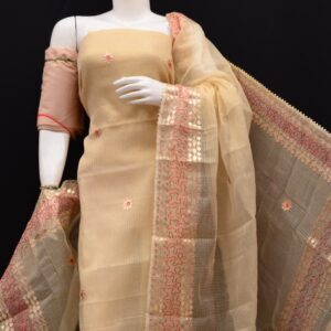Kota Doria Tissue Gota Patti 3Pc Suit