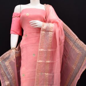 Kota Doria Tissue Gota Patti 3Pc Suit