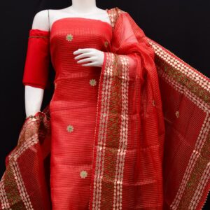 Kota Doria Tissue Gota Patti 3Pc Suit