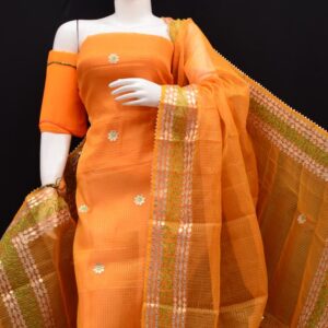 Kota Doria Tissue Gota Patti 3Pc Suit