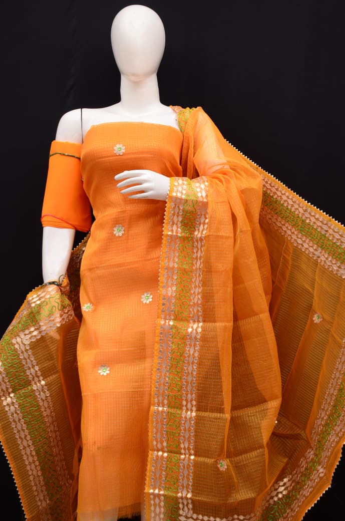 Kota Doria Tissue Gota Patti 3Pc Suit
