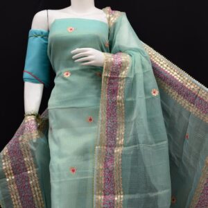 Kota Doria Tissue Gota Patti 3Pc Suit