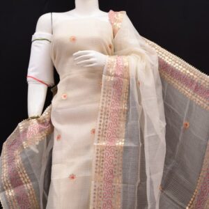 Kota Doria Tissue Gota Patti 3Pc Suit