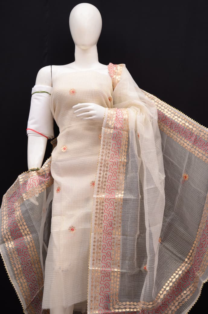 Kota Doria Tissue Gota Patti 3Pc Suit