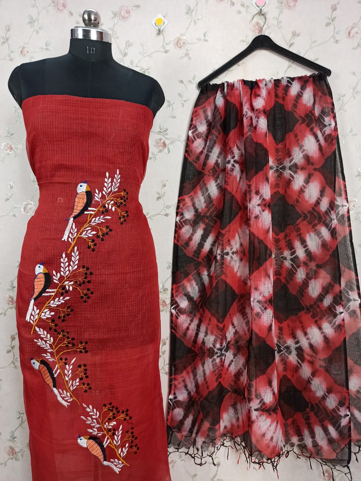 Pure Cotton Kota Doria Embroidery Work 3pc Suit