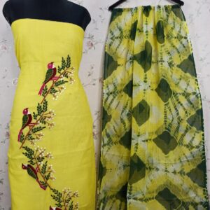 Pure Cotton Kota Doria Embroidery Work 3pc Suit